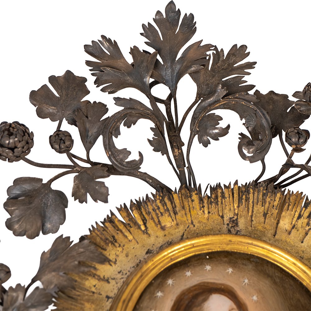 Glass Painting Depicting The Virgin Mary - Silver Frame-photo-3