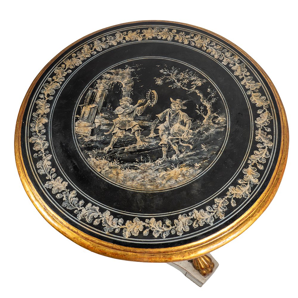 Table basse napolitaine - Plateau en ardoise peinte-photo-3