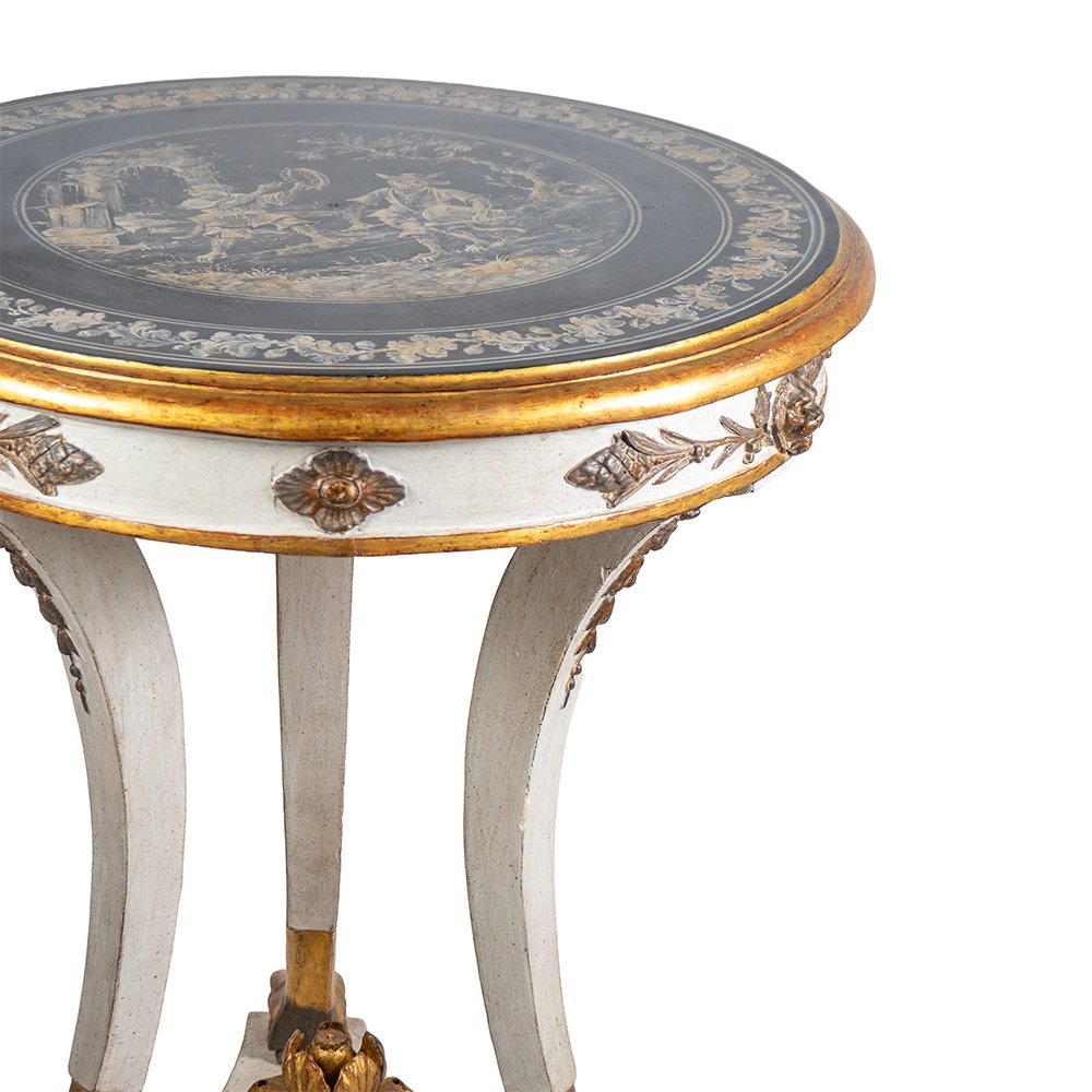 Table basse napolitaine - Plateau en ardoise peinte-photo-2