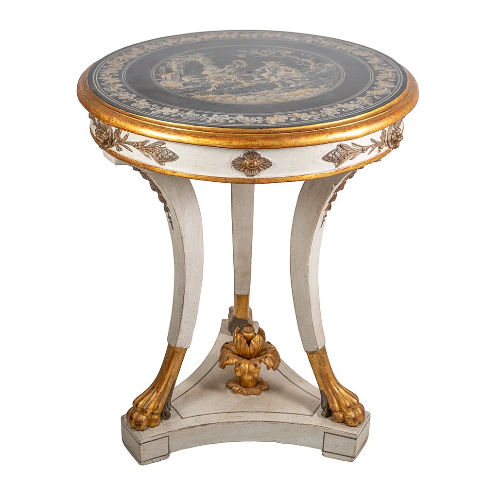 Table basse napolitaine - Plateau en ardoise peinte