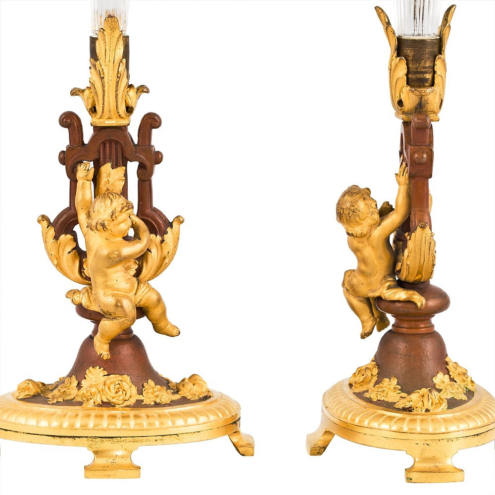 Paire de coupes en cristal en forme de corne d'abondance-photo-2