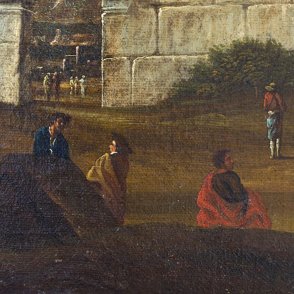 Oil On Canvas, Depicting "capriccio Architettonico"-photo-3