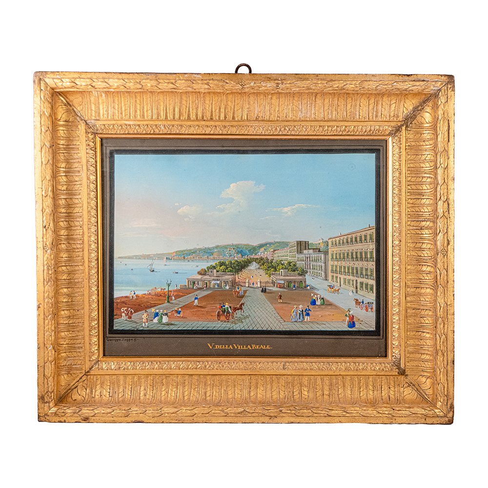 Paire de gouaches sur papier – Vues de Naples – Giuseppe Scoppa-photo-2