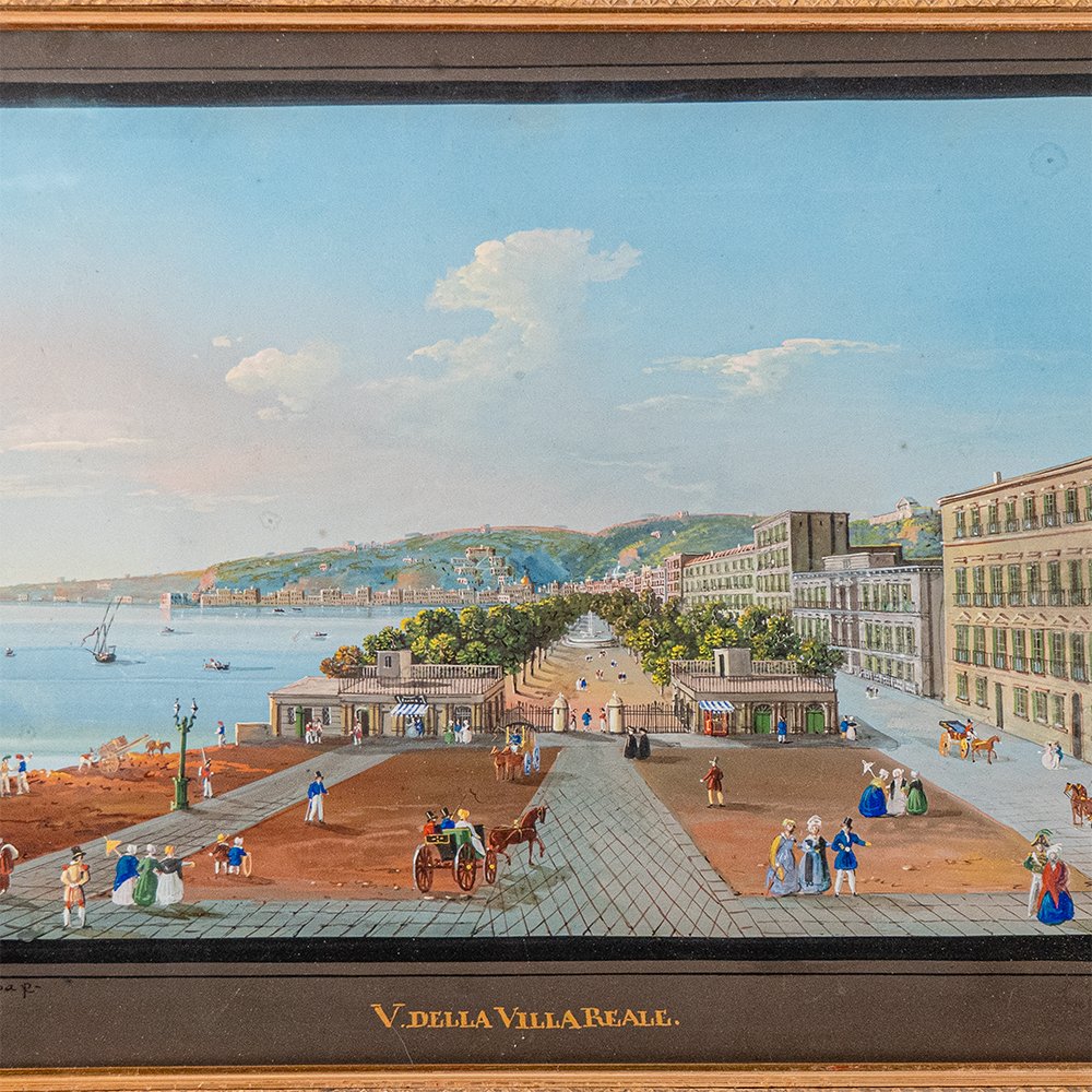 Paire de gouaches sur papier – Vues de Naples – Giuseppe Scoppa-photo-1