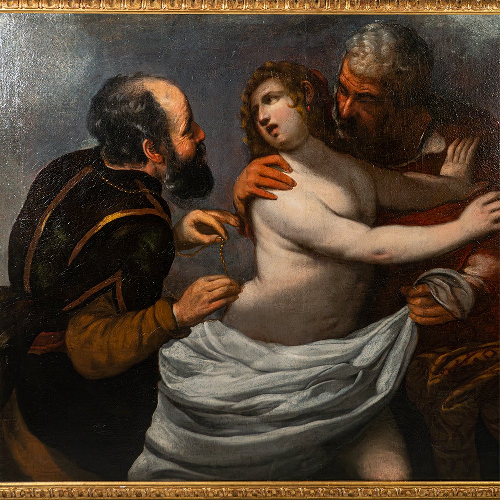 Painting Depicting "susanna And The Elders" By Luciano Borzone-photo-2