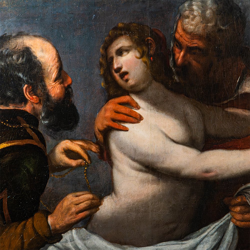 Painting Depicting "susanna And The Elders" By Luciano Borzone-photo-4