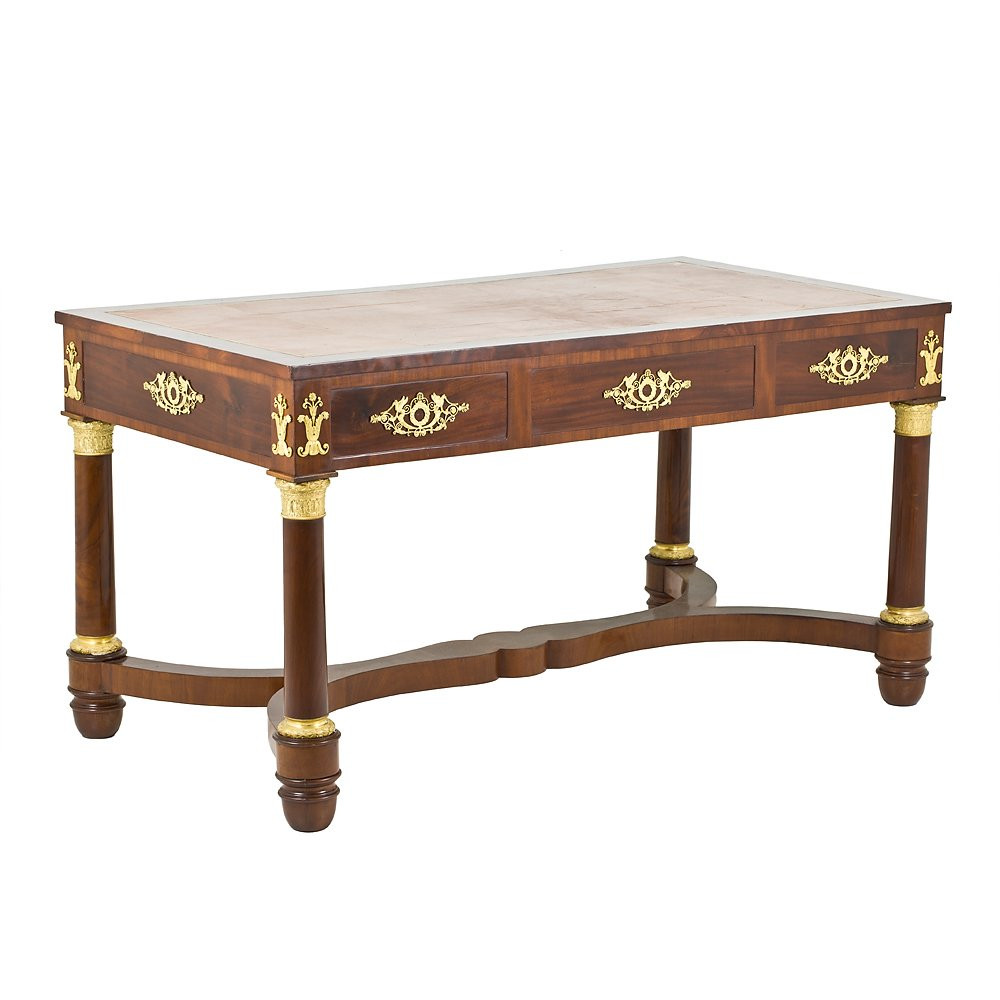 Inlaid Desk With Gilt Bronze Applications-photo-3