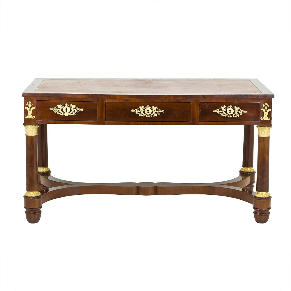 Inlaid Desk With Gilt Bronze Applications-photo-4