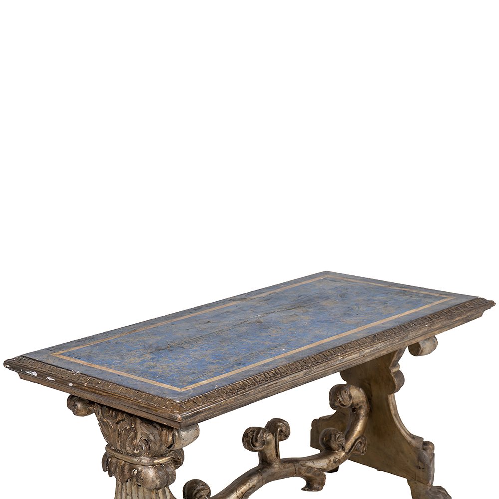 Table basse avec plateau en lapis-lazuli laqué-photo-2