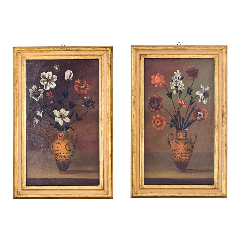Paire de tableaux représentant deux natures mortes