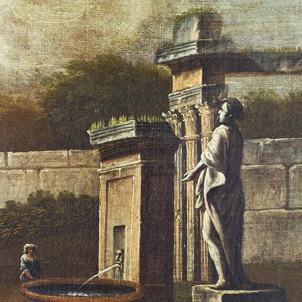 Oil Painting On Canvas Depicting “architectural Capriccio”-photo-2