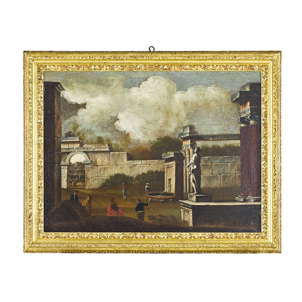 Oil Painting On Canvas Depicting “architectural Capriccio”