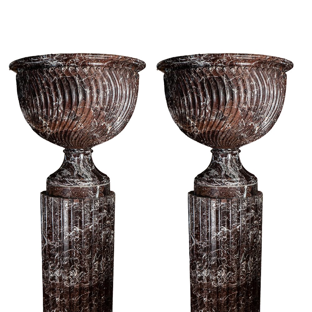 Paire de colonnes en marbre Rosso Levanto (Grand modèle)-photo-2