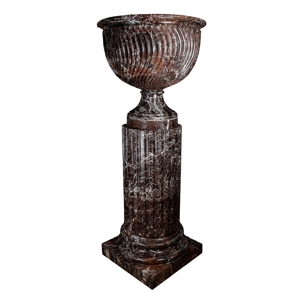 Paire de colonnes en marbre Rosso Levanto (Grand modèle)-photo-3