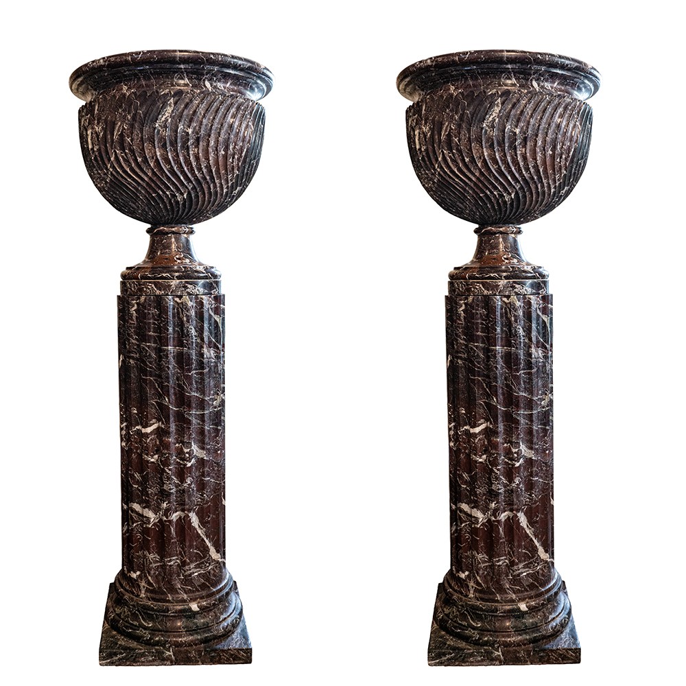 Paire de colonnes en marbre Rosso Levanto (Petit format)