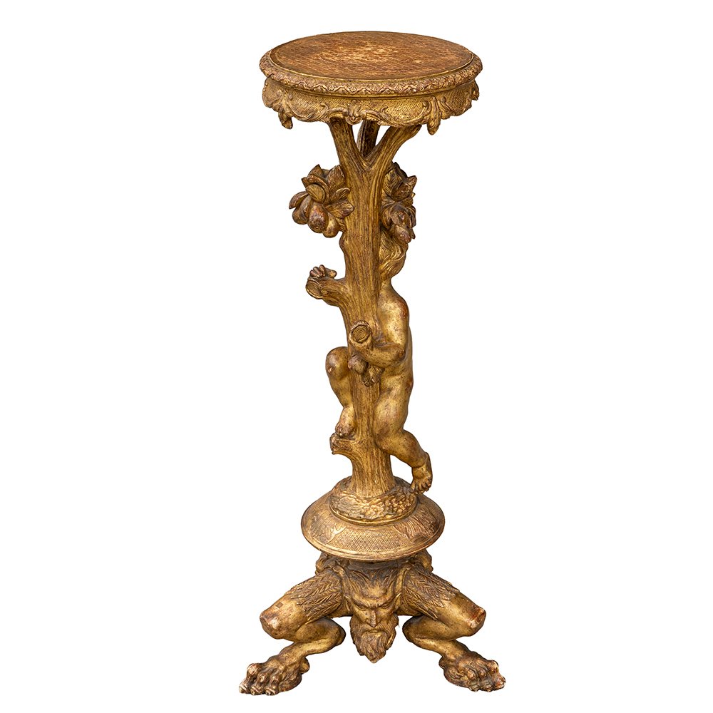 Pair Of Carved And Gilded Wooden Guéridons-photo-3