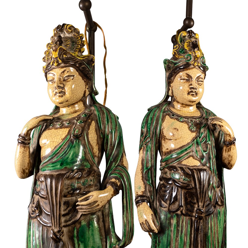 A Pair Of Lamps Depicting Bodhisattvas-photo-2