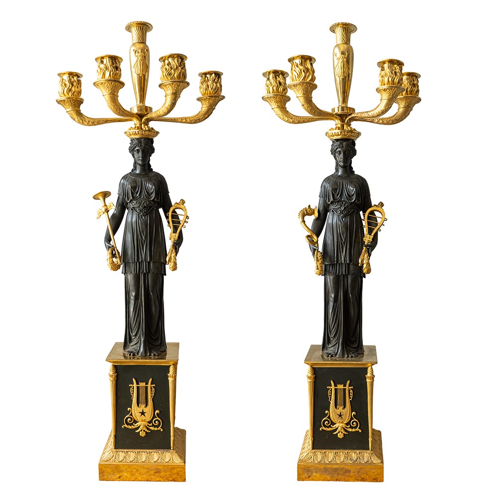 Pair Of Empire Flambeaux - Claude Galle