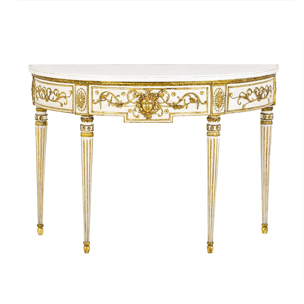 Louis XVI Half-moon Console Table-photo-3