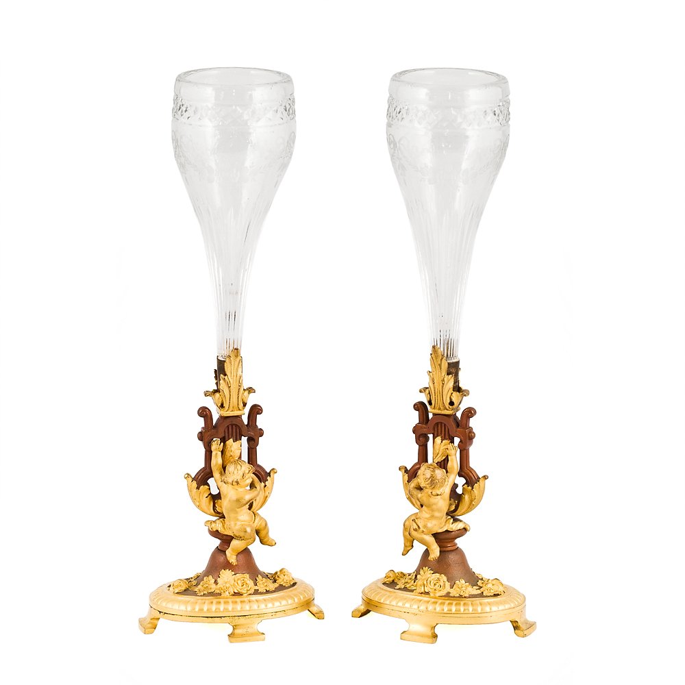 Pair Of Cornucopia Crystal Wine Glasses