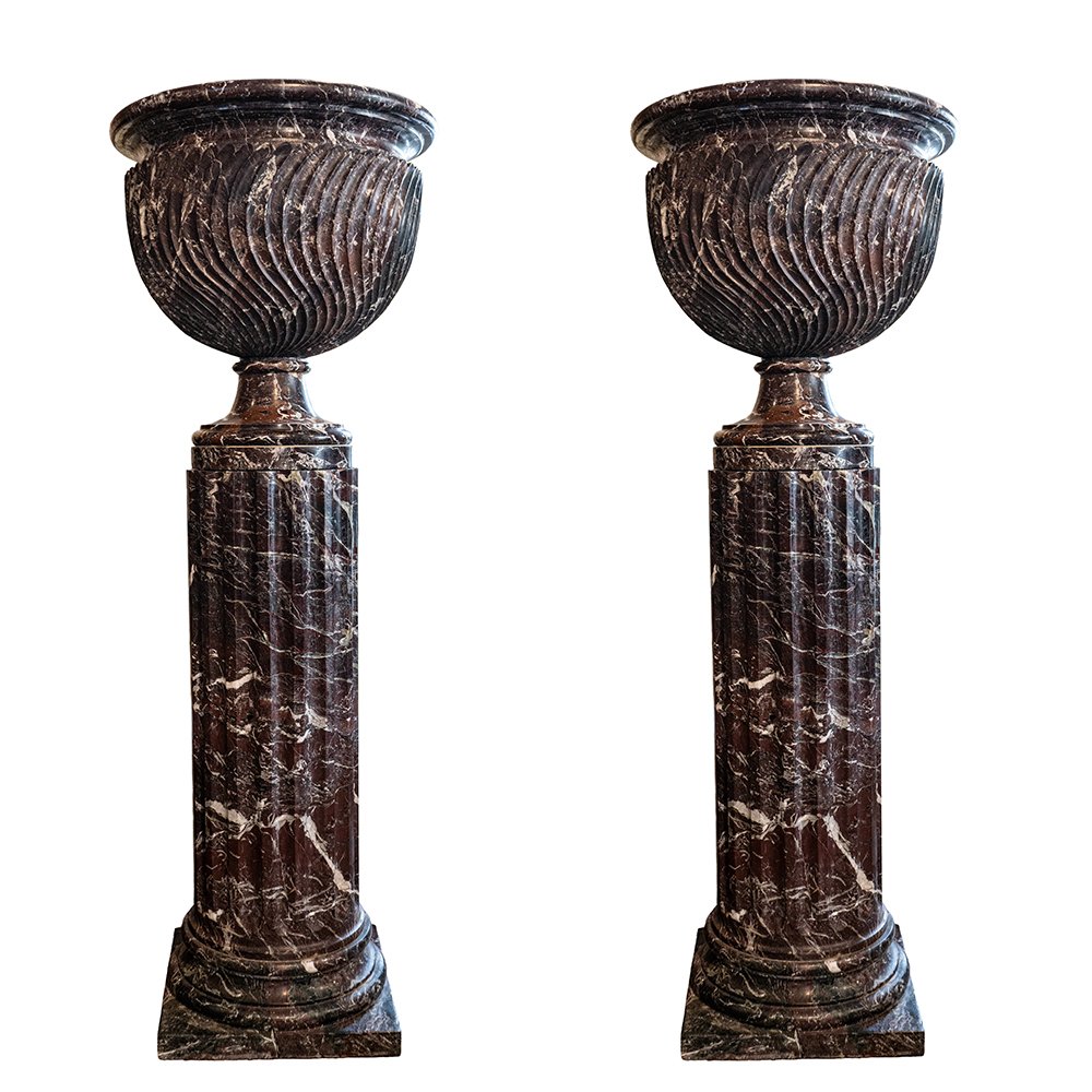 Paire de colonnes en marbre Rosso Levanto (Petit format)