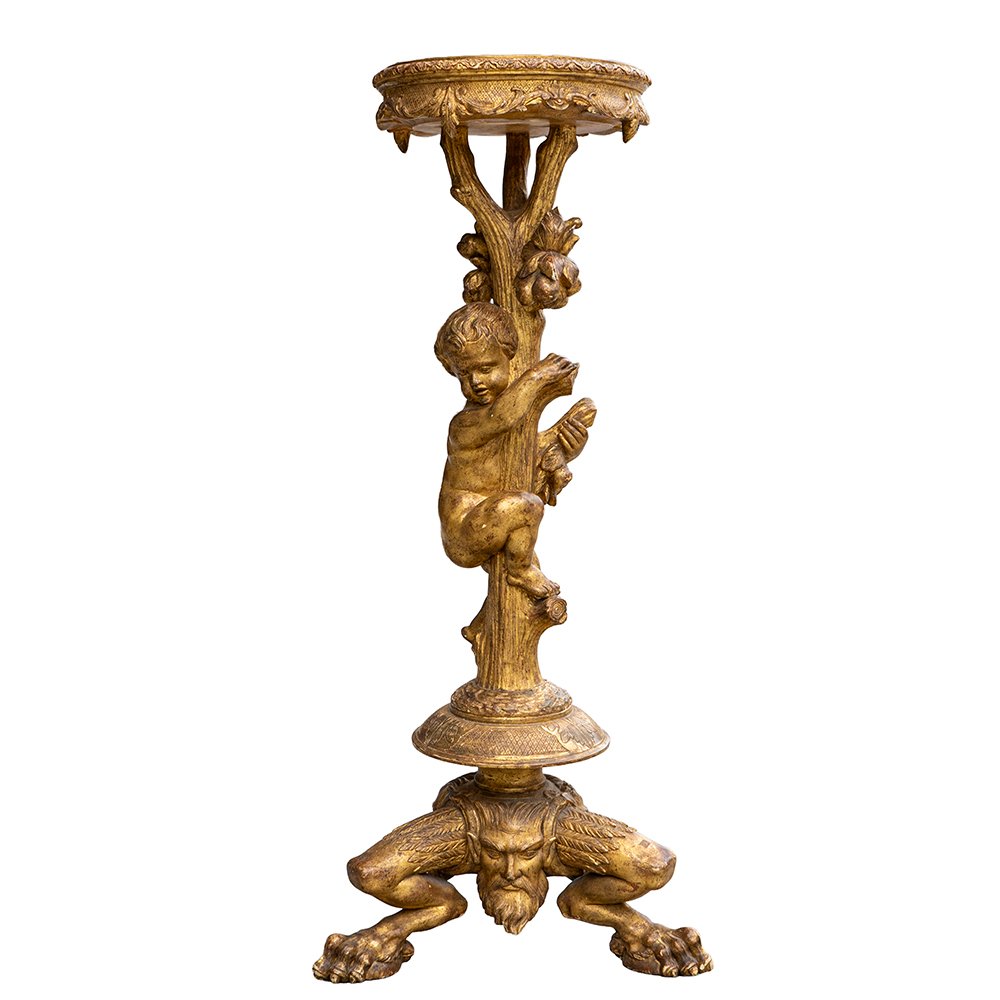 Pair Of Carved And Gilded Wooden Guéridons-photo-2