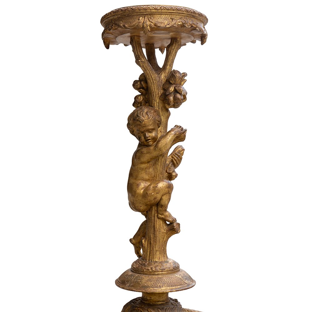 Pair Of Carved And Gilded Wooden Guéridons-photo-1