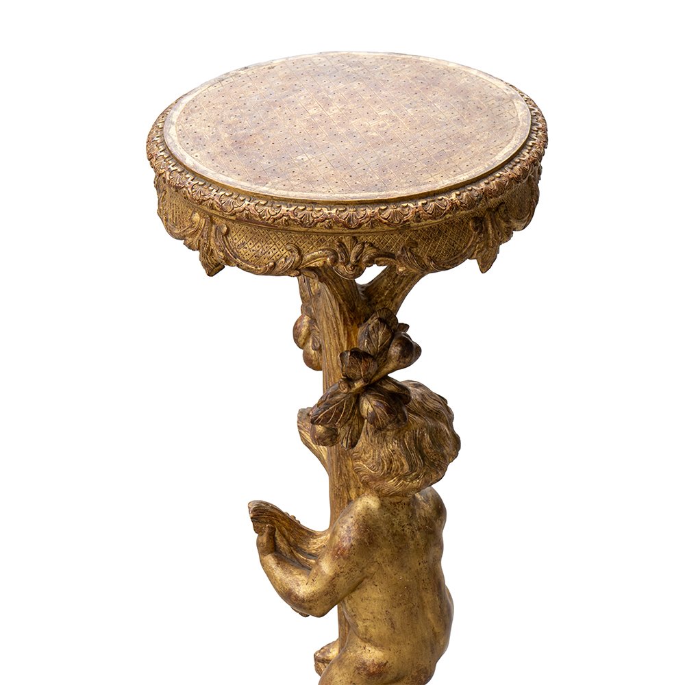 Pair Of Carved And Gilded Wooden Guéridons-photo-6
