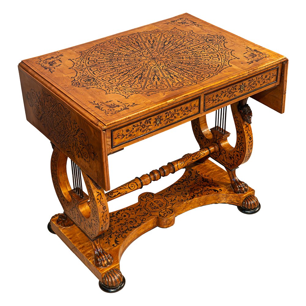 Table basse française Charles X en érable et amarante-photo-2