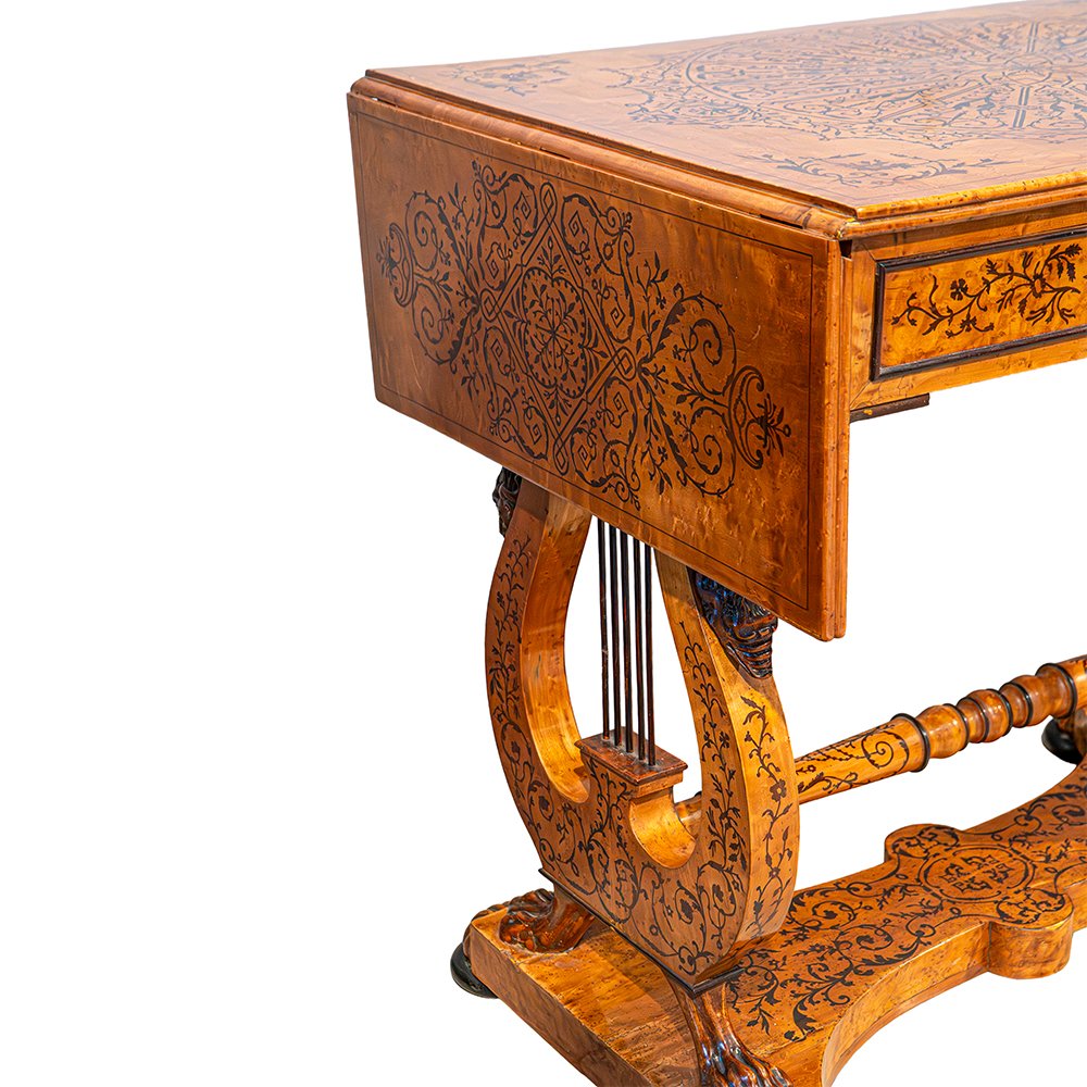 Table basse française Charles X en érable et amarante-photo-3
