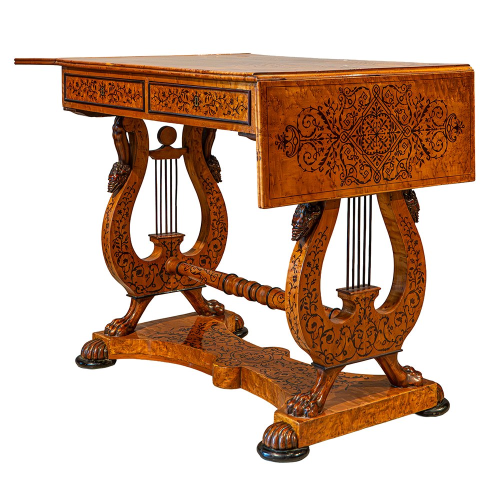 Table basse française Charles X en érable et amarante-photo-5