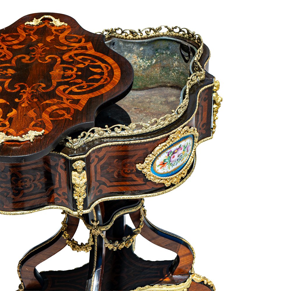 Table basse/jardinière française en palissandre et bronze doré-photo-3