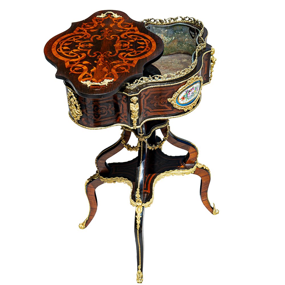 Table basse/jardinière française en palissandre et bronze doré-photo-4