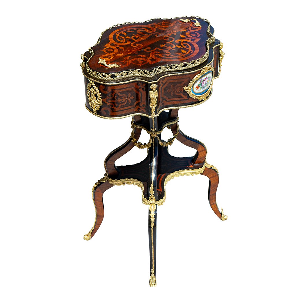 Table basse/jardinière française en palissandre et bronze doré-photo-4