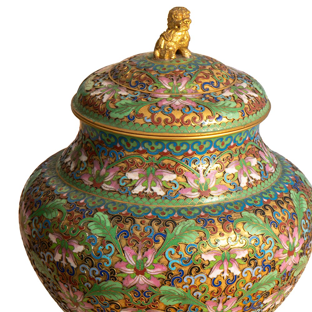 Pair Of Cloisonné And Gilded Bronze Vases-photo-3