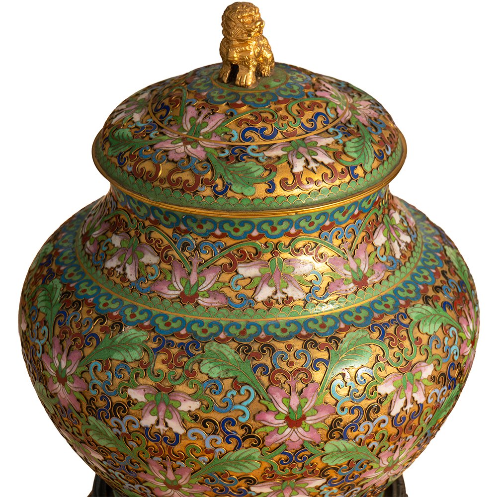 Pair Of Cloisonné And Gilded Bronze Vases-photo-6
