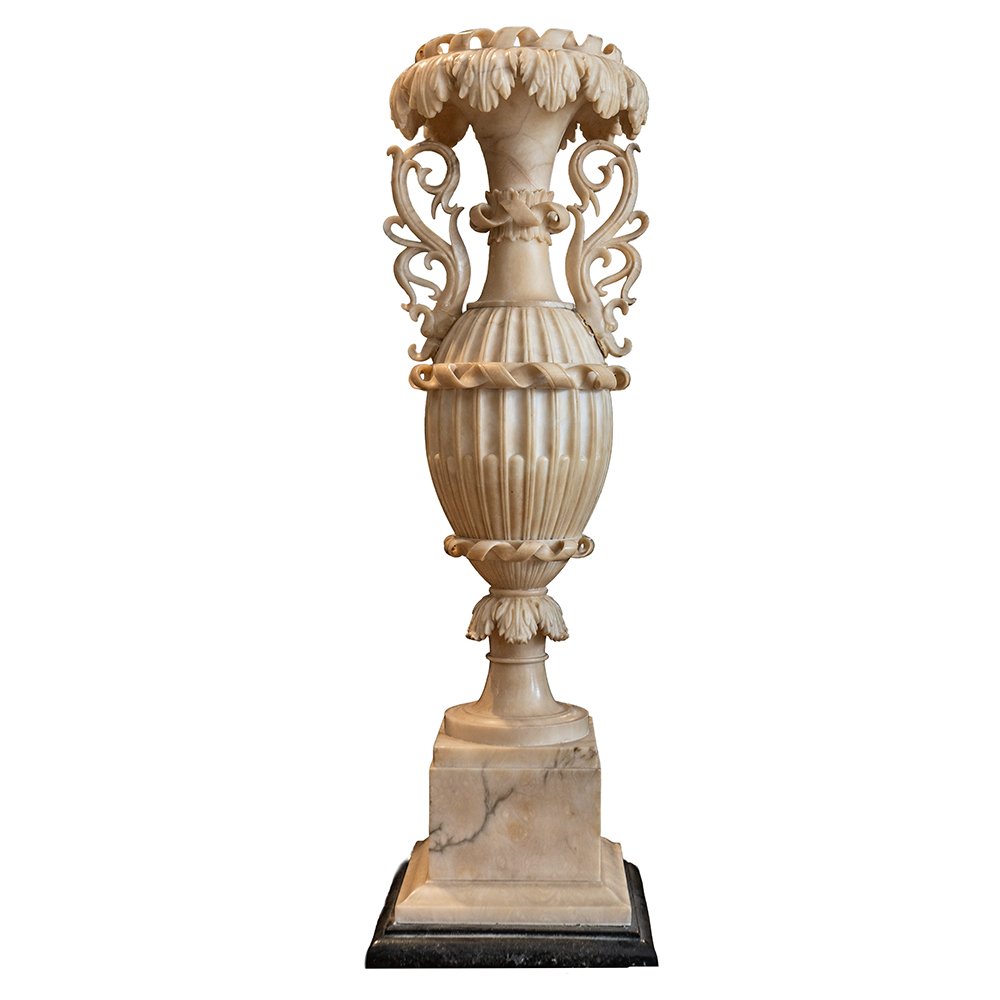 Pair Of Alabaster Vases-photo-2