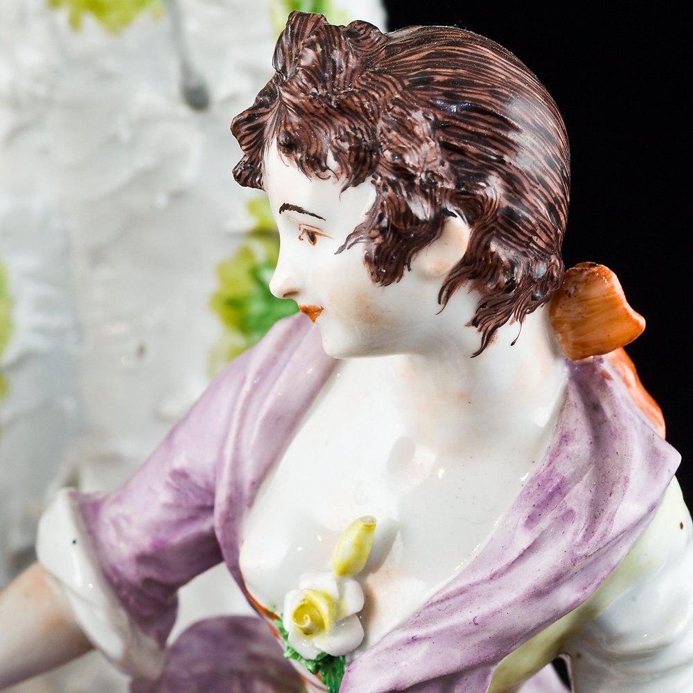 Porcelaine saxonne, Dresde, représentant une scène galante, signée « Frankenthal »-photo-4