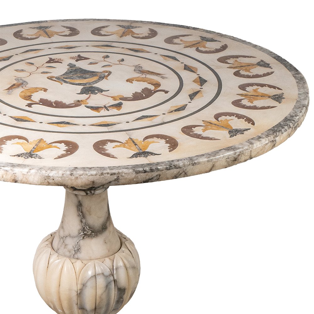 Table basse en marbre polychrome incrusté-photo-2