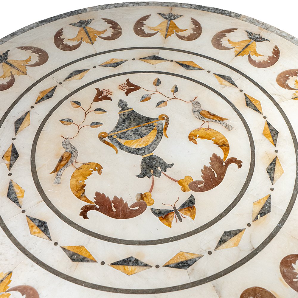 Table basse en marbre polychrome incrusté-photo-1