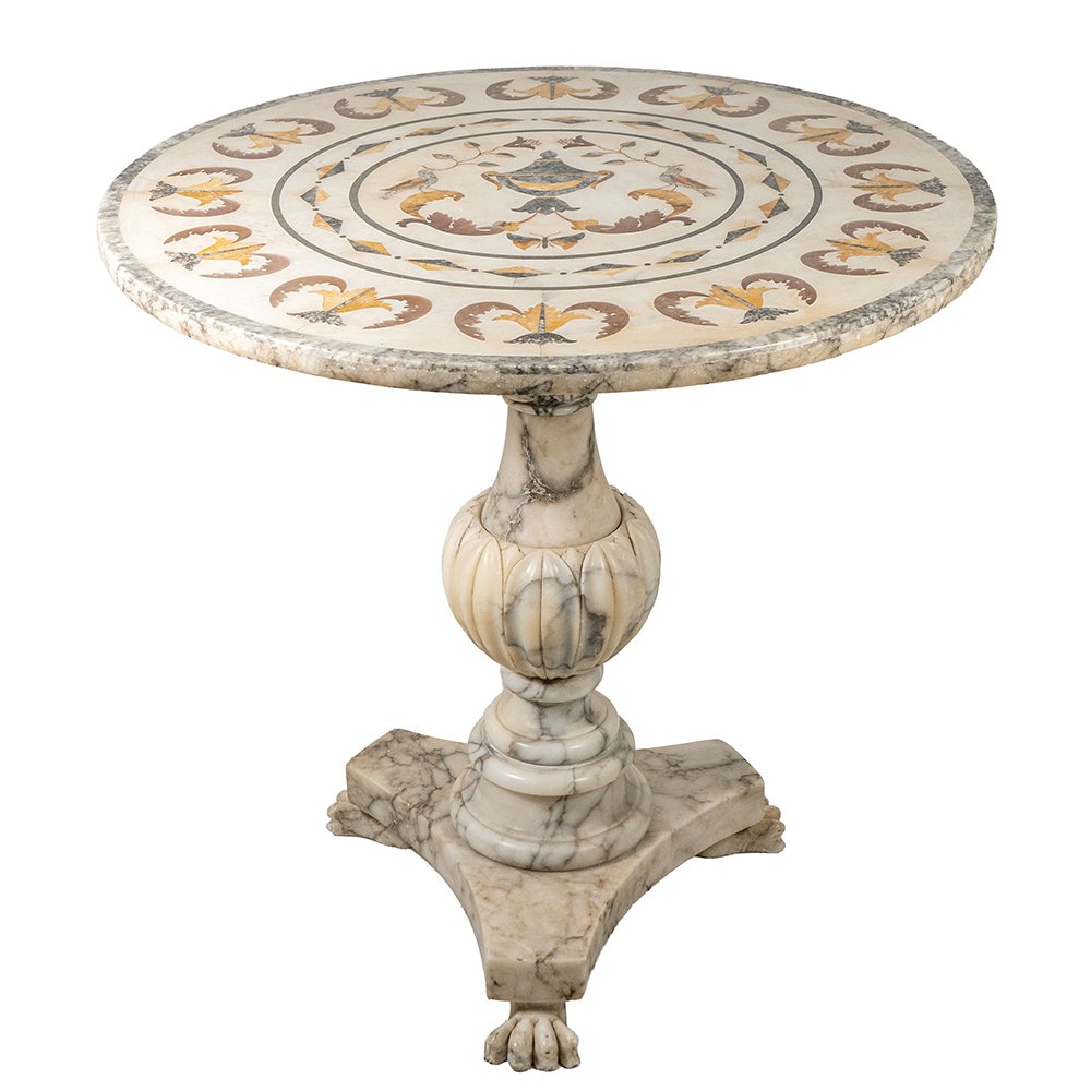 Table basse en marbre polychrome incrusté-photo-2