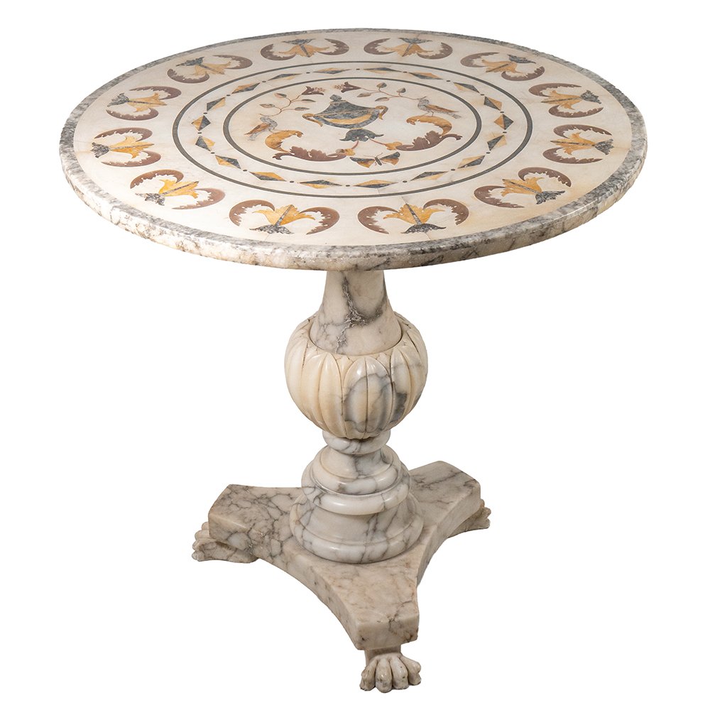 Table basse en marbre polychrome incrusté-photo-4