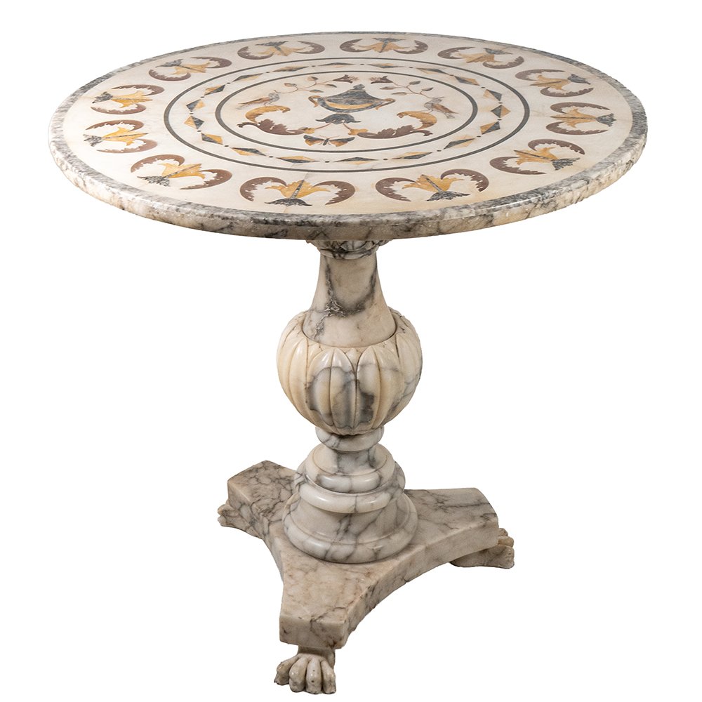 Table basse en marbre polychrome incrusté-photo-5