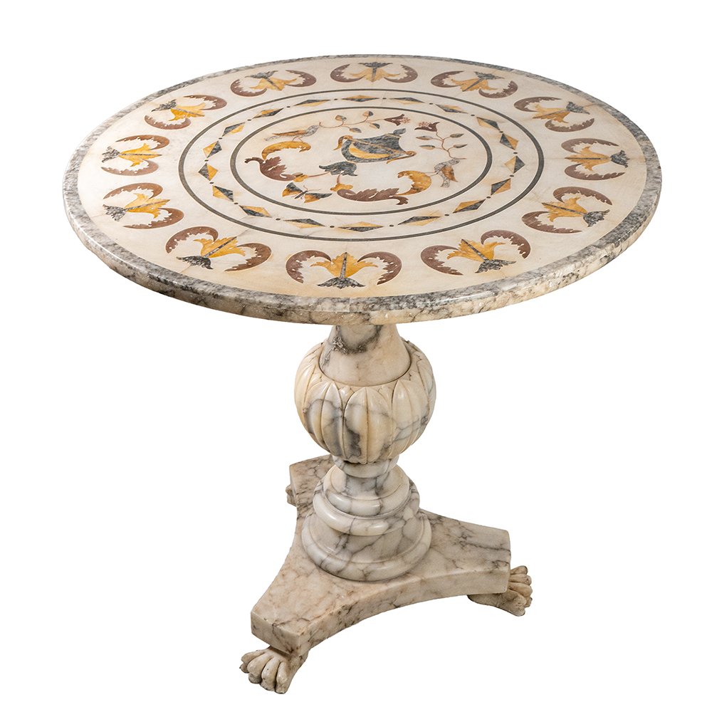 Table basse en marbre polychrome incrusté