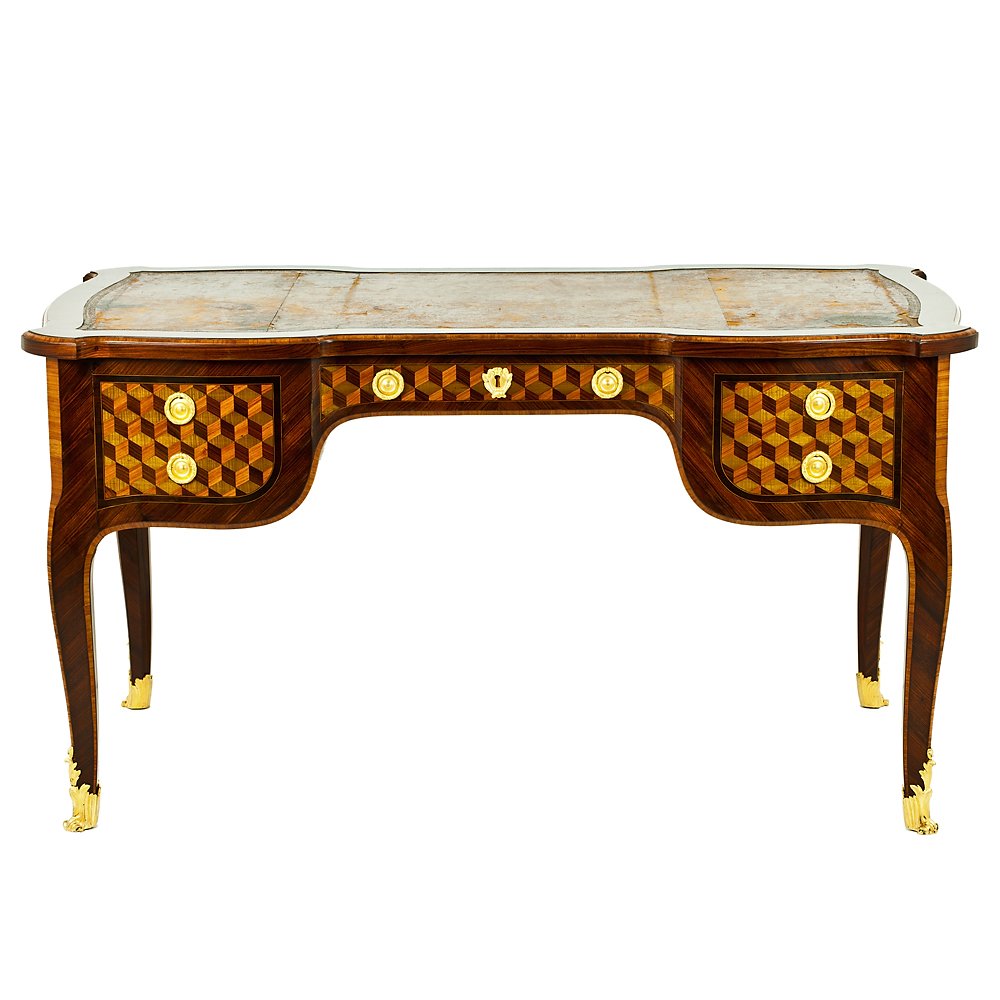 Marquetry-inlaid Desk With Gilded Bronze Accents-photo-2