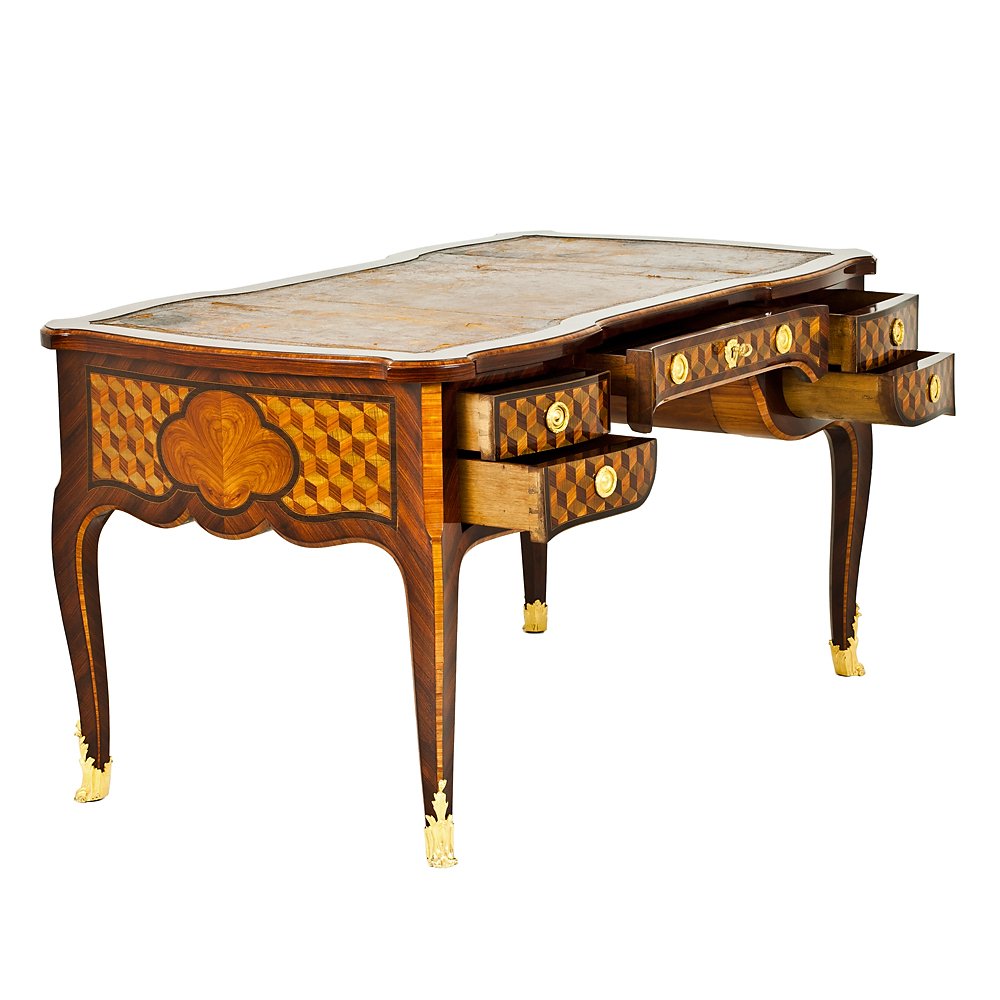Marquetry-inlaid Desk With Gilded Bronze Accents-photo-4