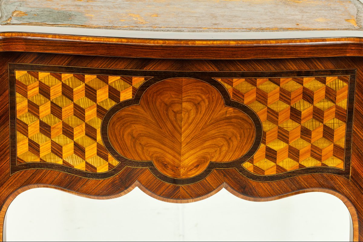 Marquetry-inlaid Desk With Gilded Bronze Accents-photo-2
