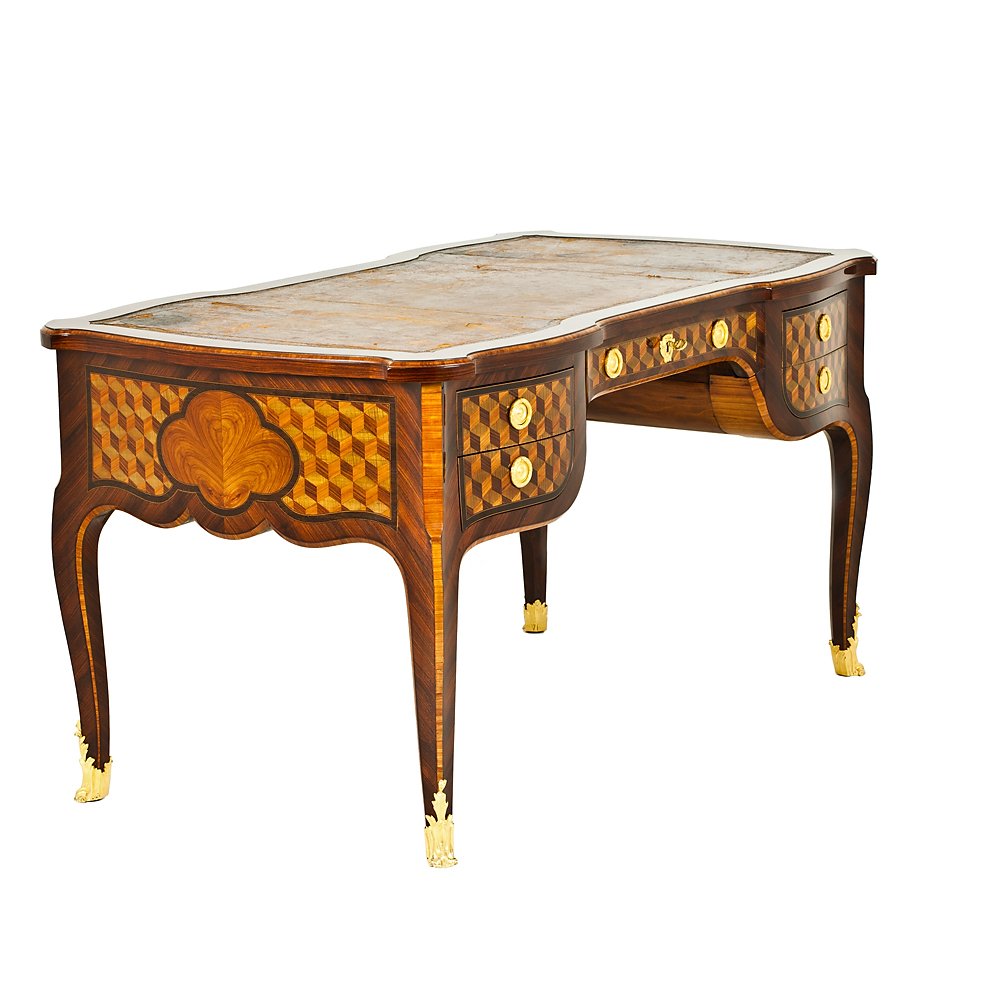 Marquetry-inlaid Desk With Gilded Bronze Accents