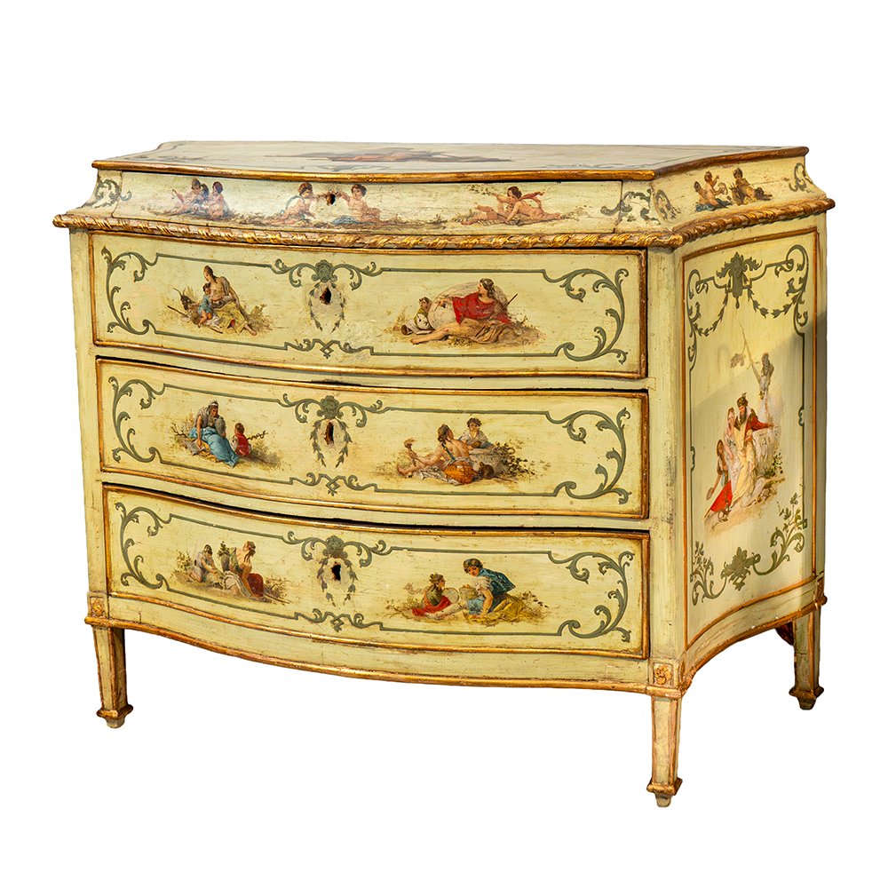Commode vénitienne laquée et dorée