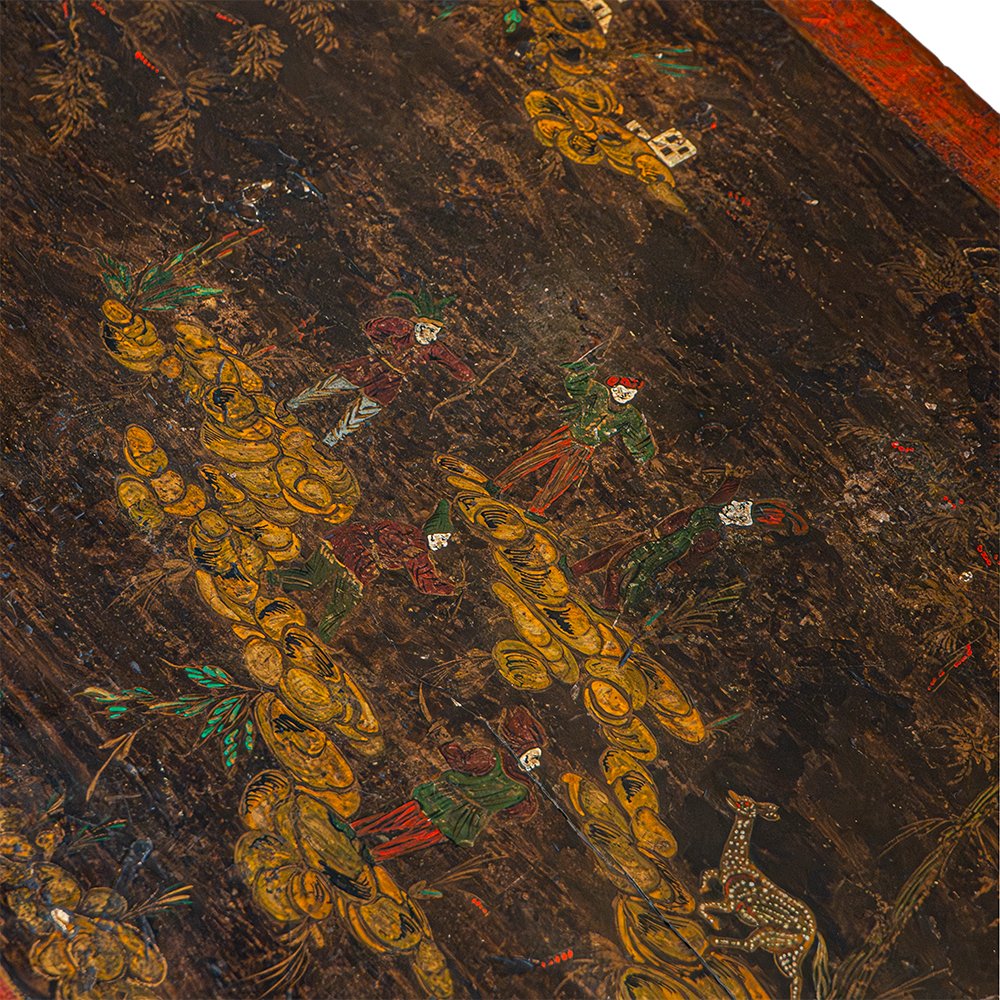Console piémontaise Louis XIV en bois laqué et doré, plateau à décor chinois-photo-2